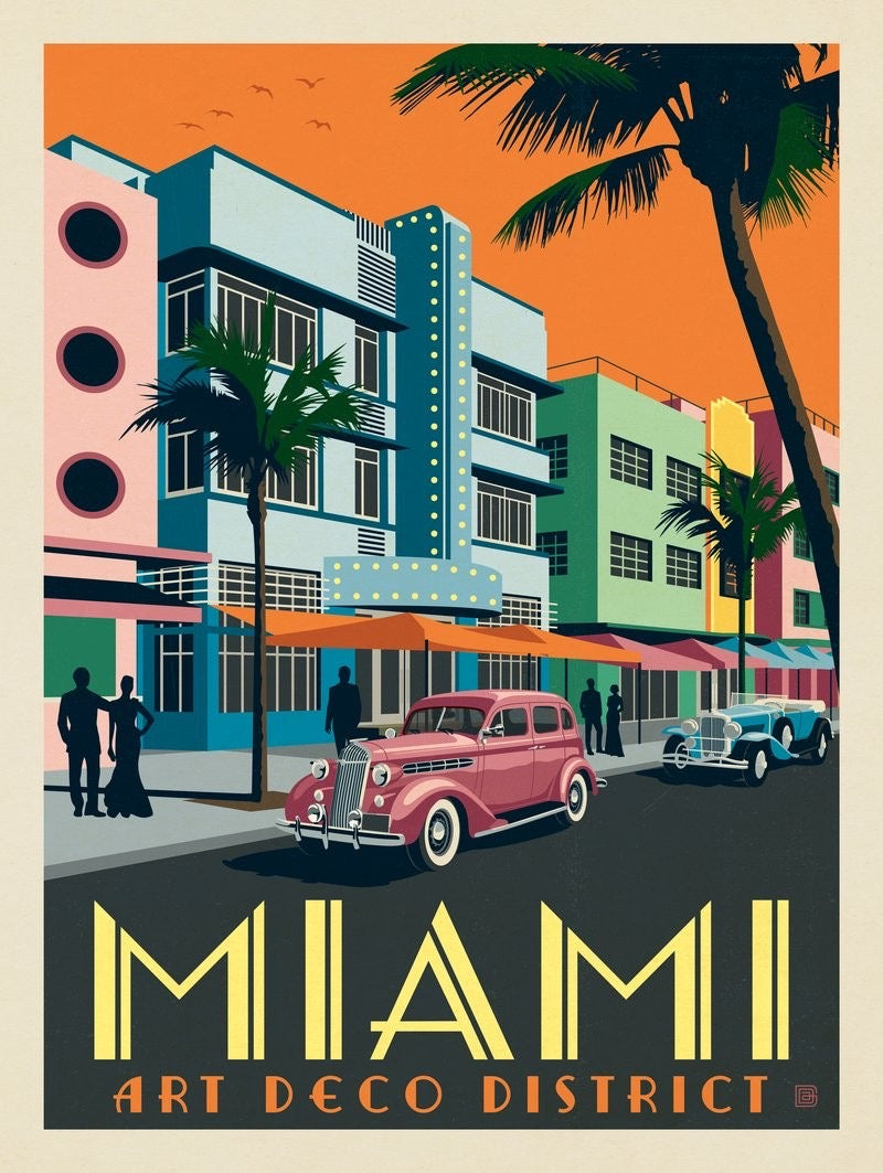 USA, Miami Art Deco District Print – I Heart Travel